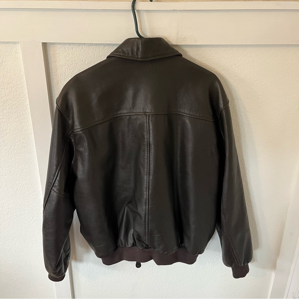 Vintage LL Bean Men's XL Goatskin Leather Bomber Coat - Picture 5 of 11